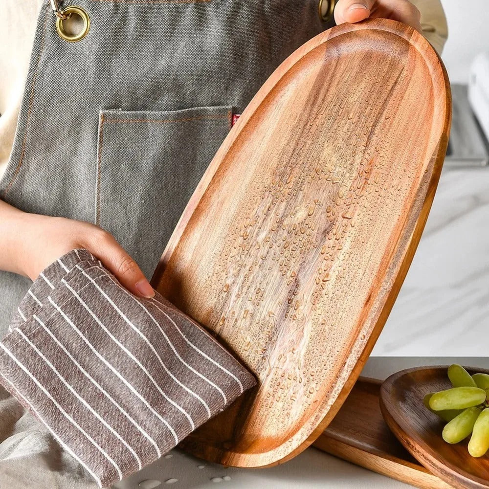 Royal Acacia Wood Serving Tray - Stylish - Durable - Perfect for Parties