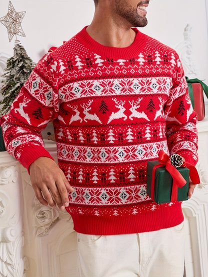 Ruben | Pull homme tricoté festif de Noël avec motif de renne
