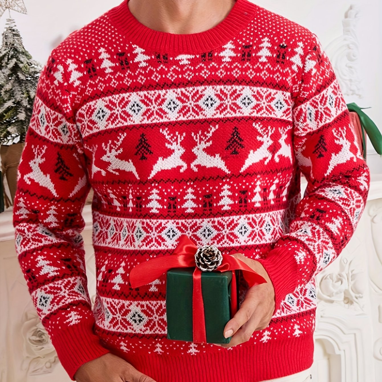 Ruben | Pull homme tricoté festif de Noël avec motif de renne