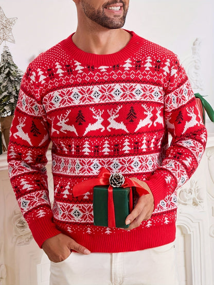 Ruben | Pull homme tricoté festif de Noël avec motif de renne