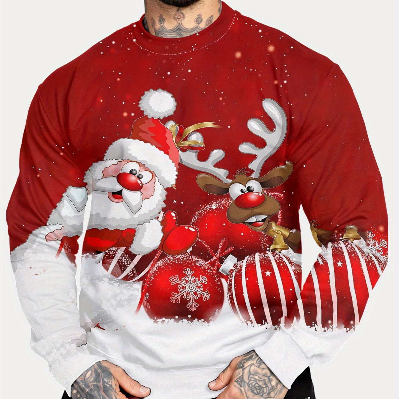 Ruben | Sweat-shirt à col rond pour homme Père Noël et Renne