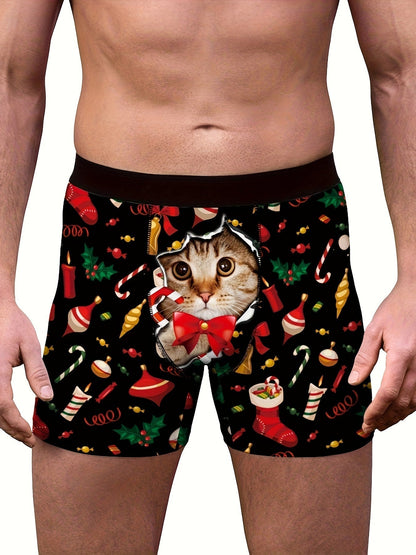 Ruben | Boxers élégants pour hommes avec imprimé chat de Noël
