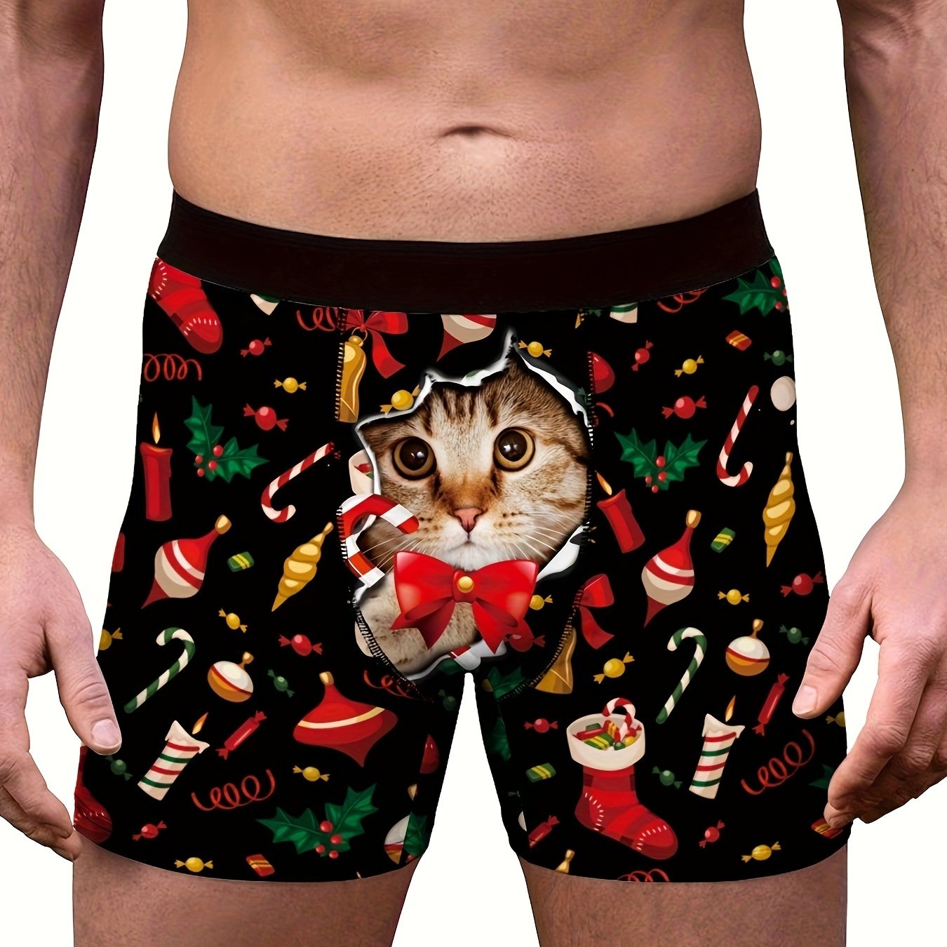 Ruben | Boxers élégants pour hommes avec imprimé chat de Noël