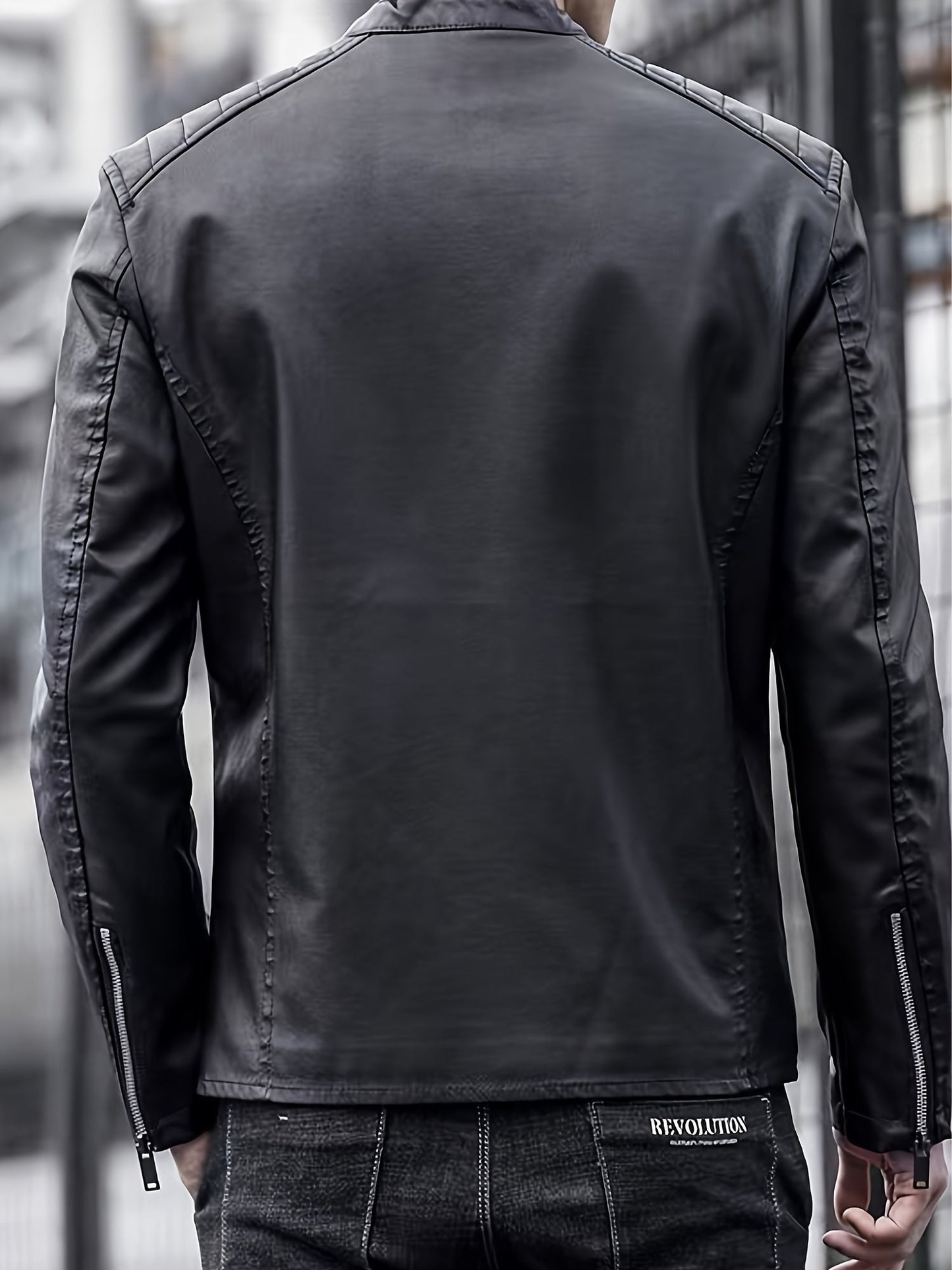 Ruben | Veste de moto pour homme en cuir PU élégante avec poches