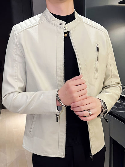 Ruben | Veste de moto pour homme en cuir PU élégante avec poches