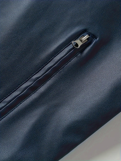 Ruben | Veste élégante en cuir PU avec blocs de couleur et design multi-zips