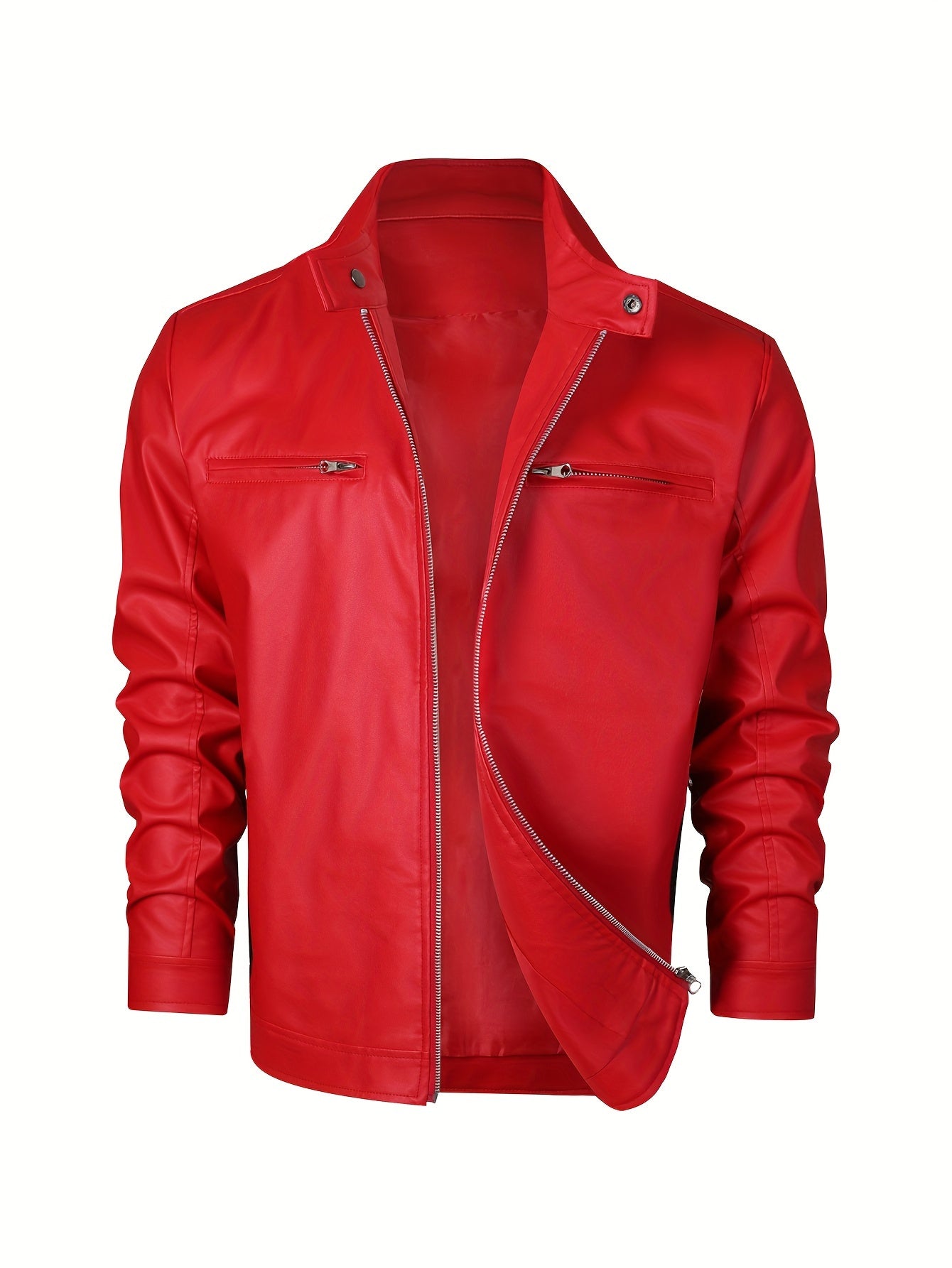 Ruben | Veste élégante en cuir PU avec blocs de couleur et design multi-zips