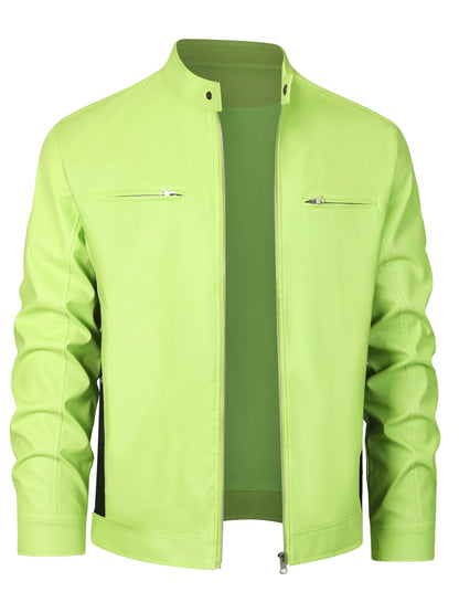 Ruben | Veste élégante en cuir PU avec blocs de couleur et design multi-zips