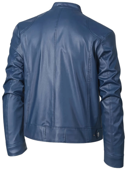 Ruben | Veste élégante en cuir PU avec blocs de couleur et design multi-zips