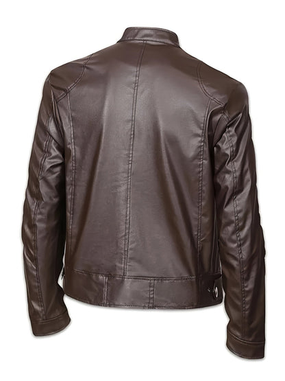Ruben | Veste élégante en cuir PU avec blocs de couleur et design multi-zips
