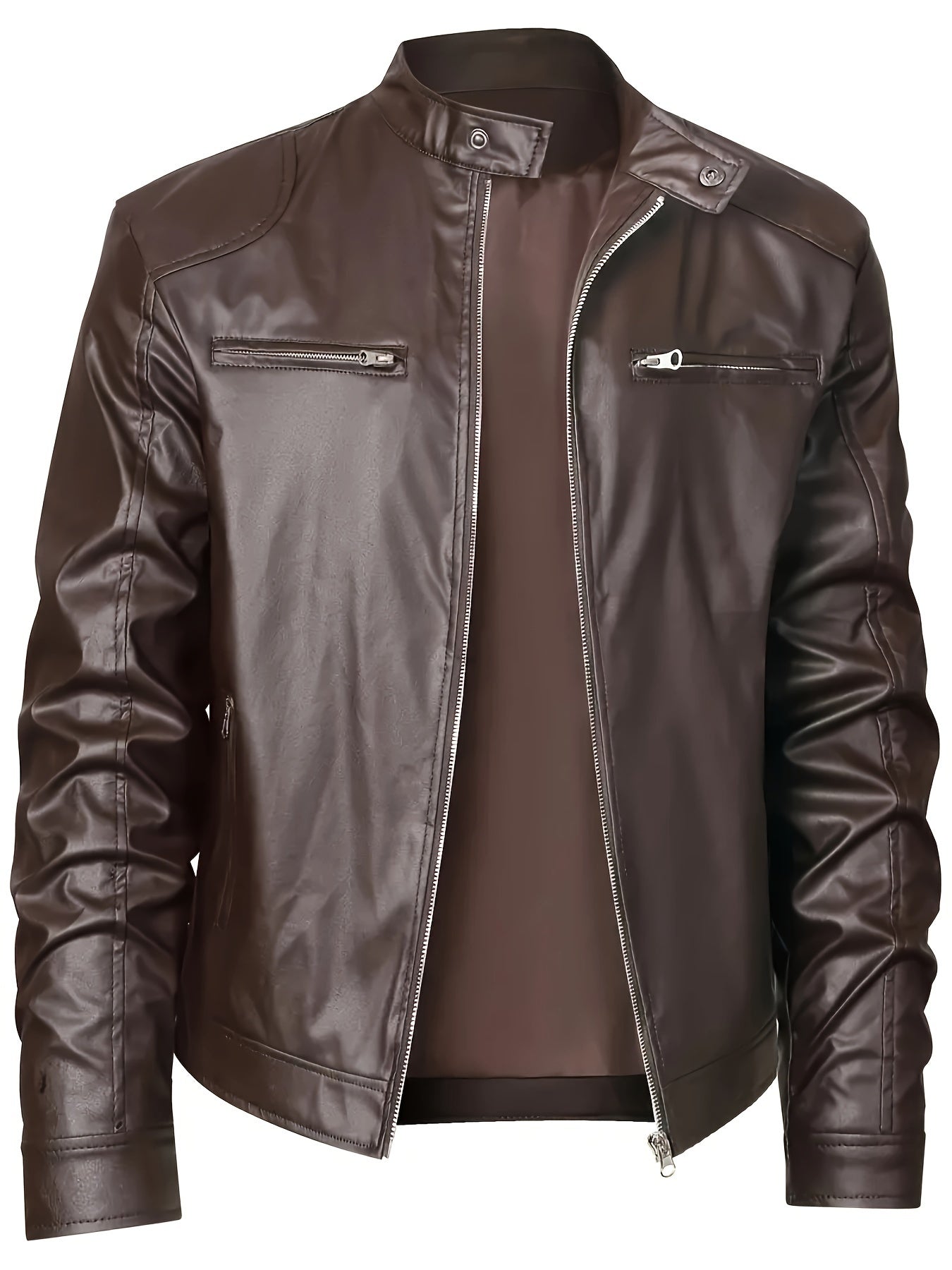 Ruben | Veste élégante en cuir PU avec blocs de couleur et design multi-zips