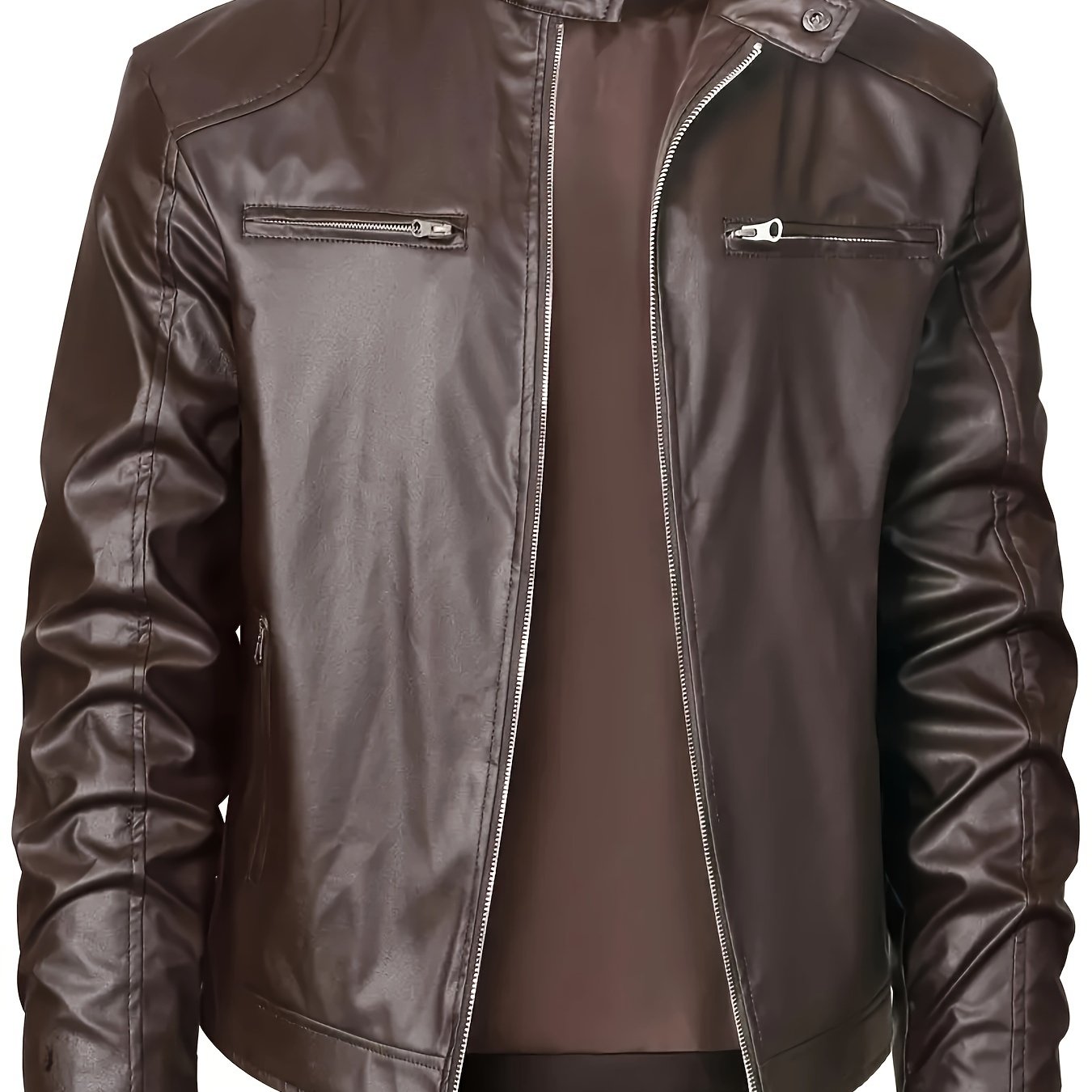 Ruben | Veste élégante en cuir PU avec blocs de couleur et design multi-zips