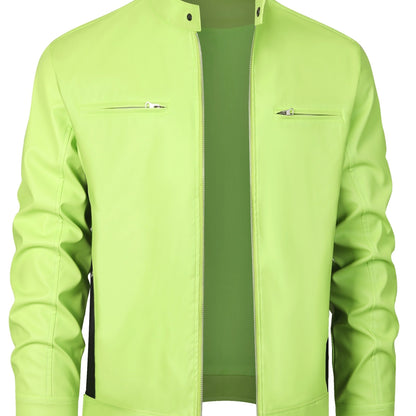 Ruben | Veste élégante en cuir PU avec blocs de couleur et design multi-zips