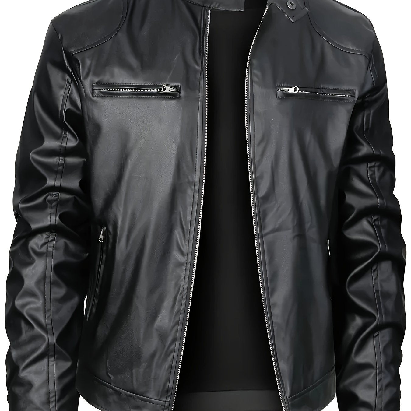 Ruben | Veste élégante en cuir PU avec blocs de couleur et design multi-zips