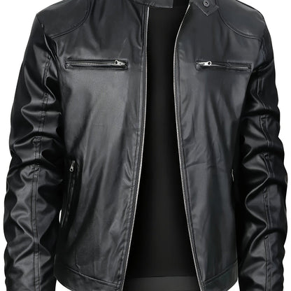 Ruben | Veste élégante en cuir PU avec blocs de couleur et design multi-zips