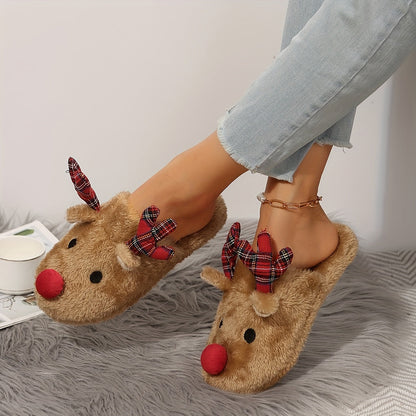Rudolf | Chaussons en peluche renne de Noël douillets pour femmes