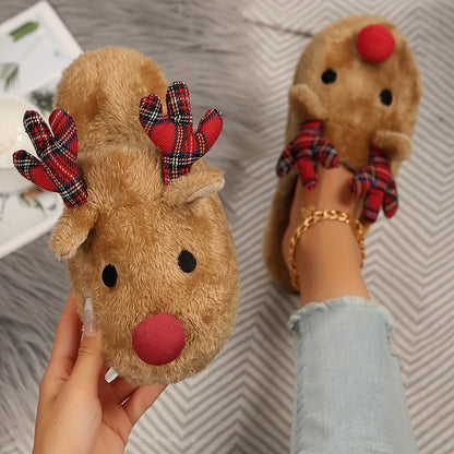 Rudolf | Chaussons en peluche renne de Noël douillets pour femmes