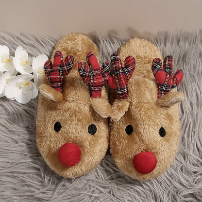 Rudolf | Chaussons en peluche renne de Noël douillets pour femmes
