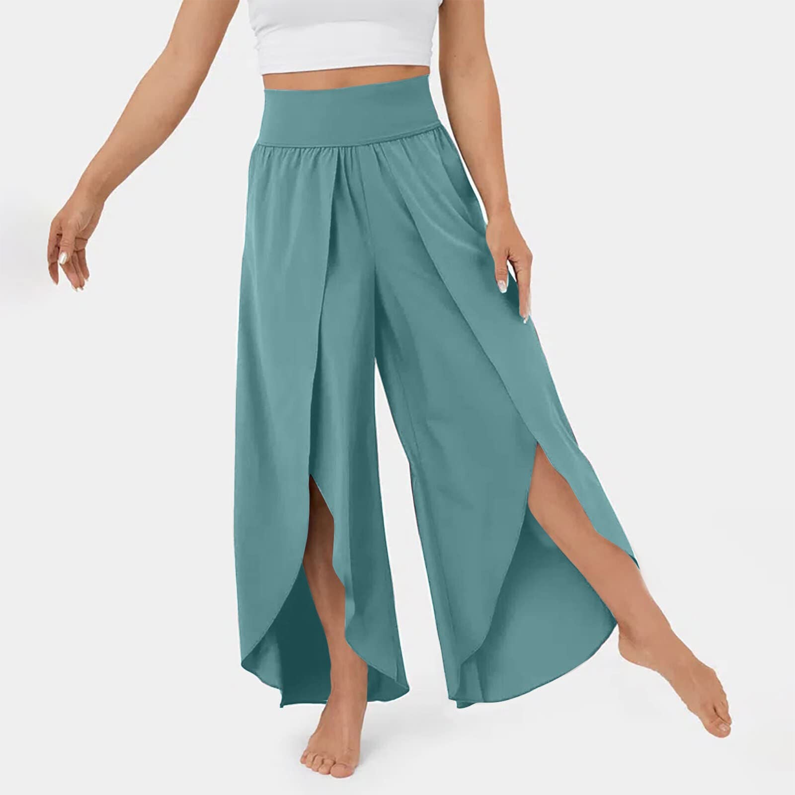 High-Waist Palazzo Pants with Flowing Legs