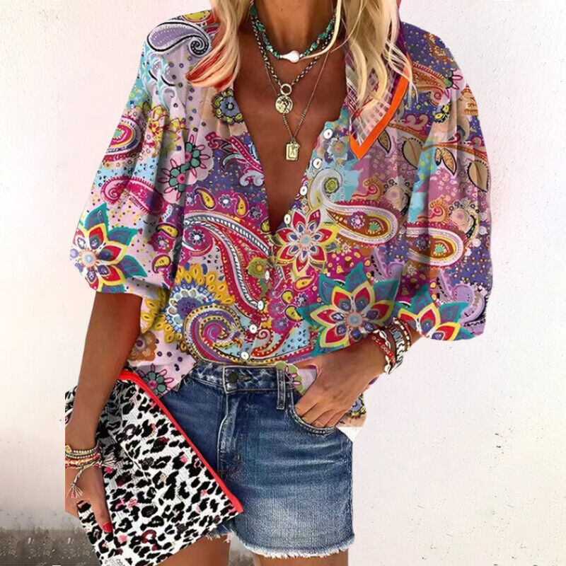 Ayla - Boho-blouse met bloemenprint voor dames