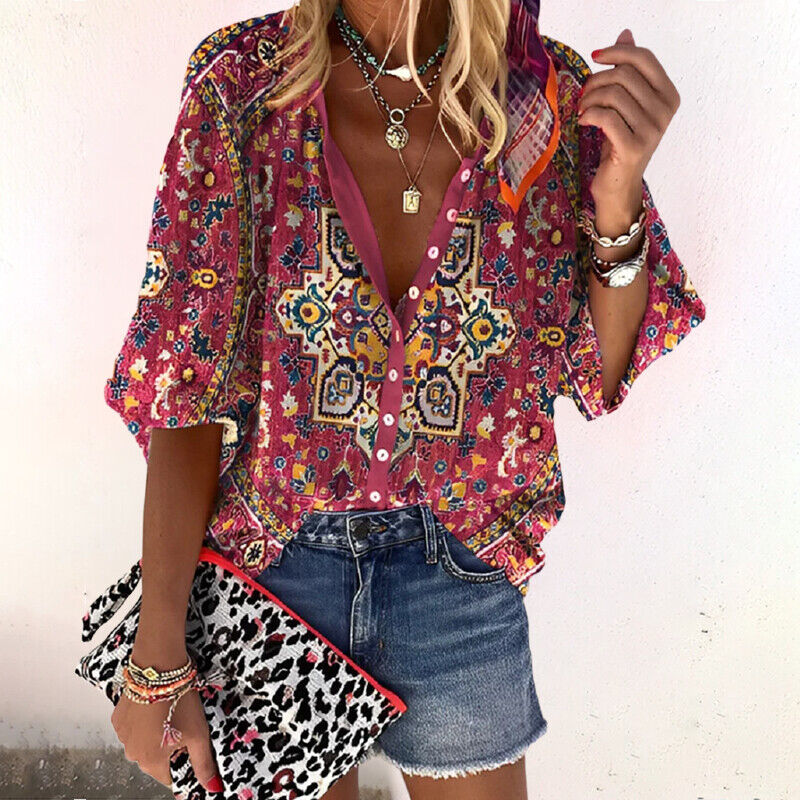 Ayla - Boho-blouse met bloemenprint voor dames