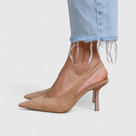 Női elegáns ortopéd slingback körömcipő hegyes orral