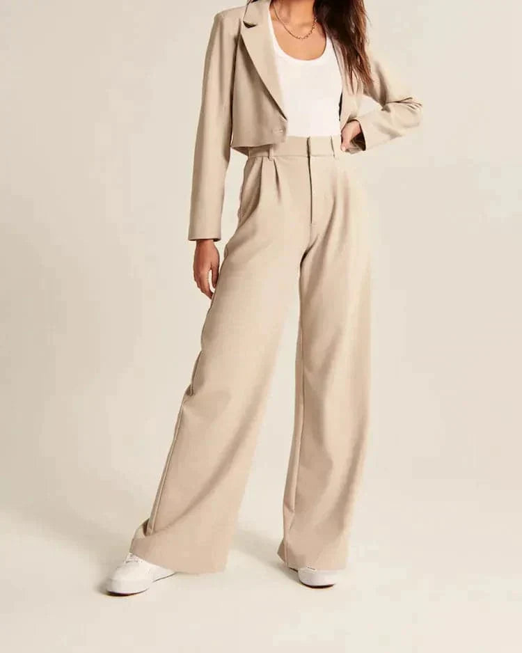 Saskia | Pantalon taille haute à jambes larges