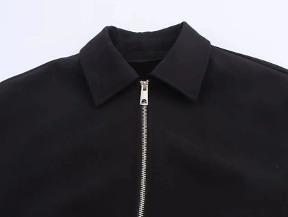 Short Women's Bomber Jacket with Zip Fastening and Elastic Hem