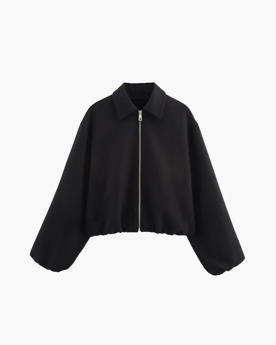 Veste bomber courte pour femme avec fermeture éclair et ourlet élastique