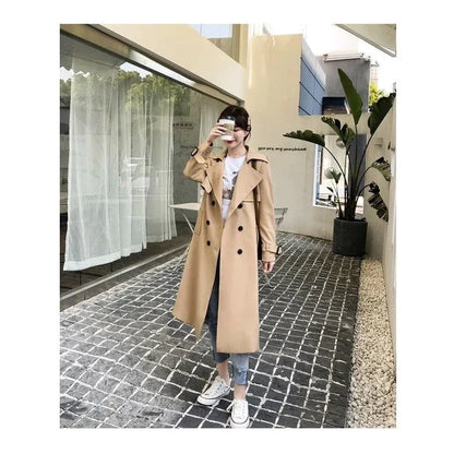 Waterdichte lange trenchcoat met ceintuur voor dames