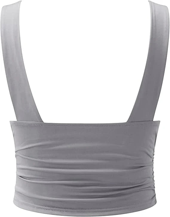 Ladies Cropped Top with Deep V-Neck and Fitted Shape