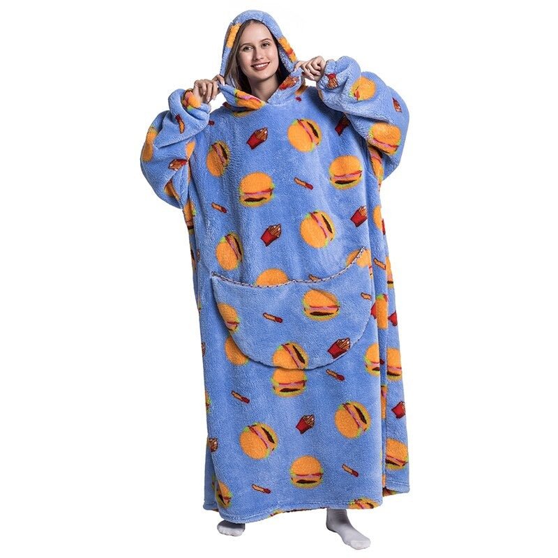 Shoodie™ Hamburger Extra Long | Non sentirai mai più freddo con questa calda coperta con cappuccio in pile!