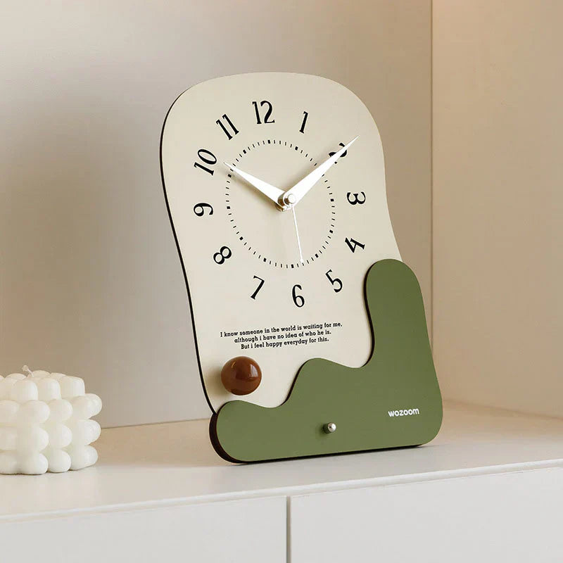 Silent Wooden Desk and Wall Clock - Modern Minimalist Design