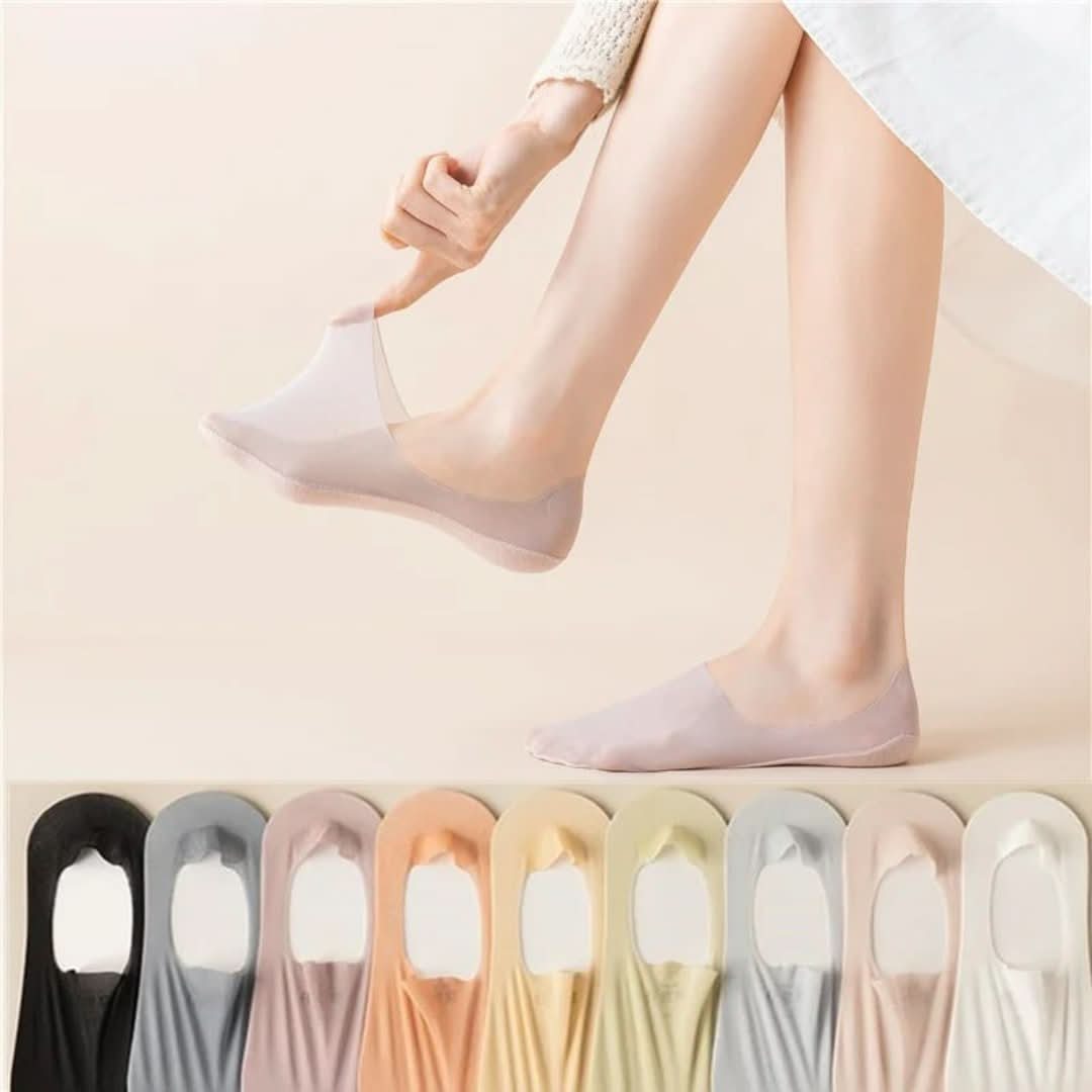 Silk Serene | Transparent Non-Slip Socks