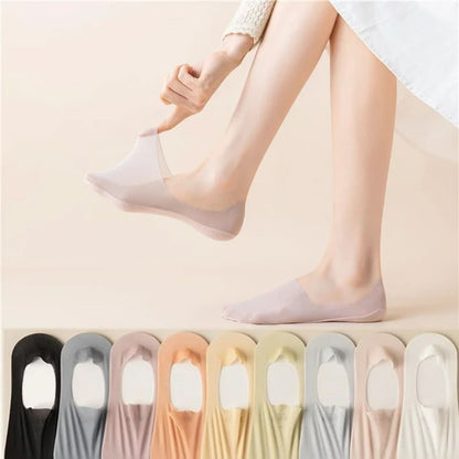 Silk Serene | Transparent Non-Slip Socks