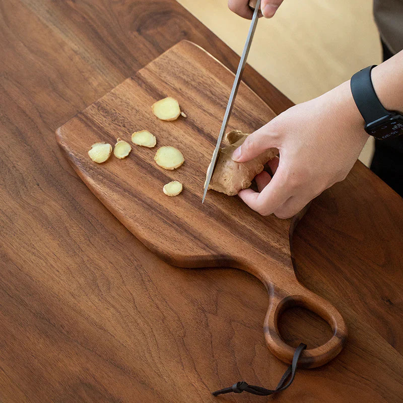 Tagliere in noce per la cucina e per servire, con design double face