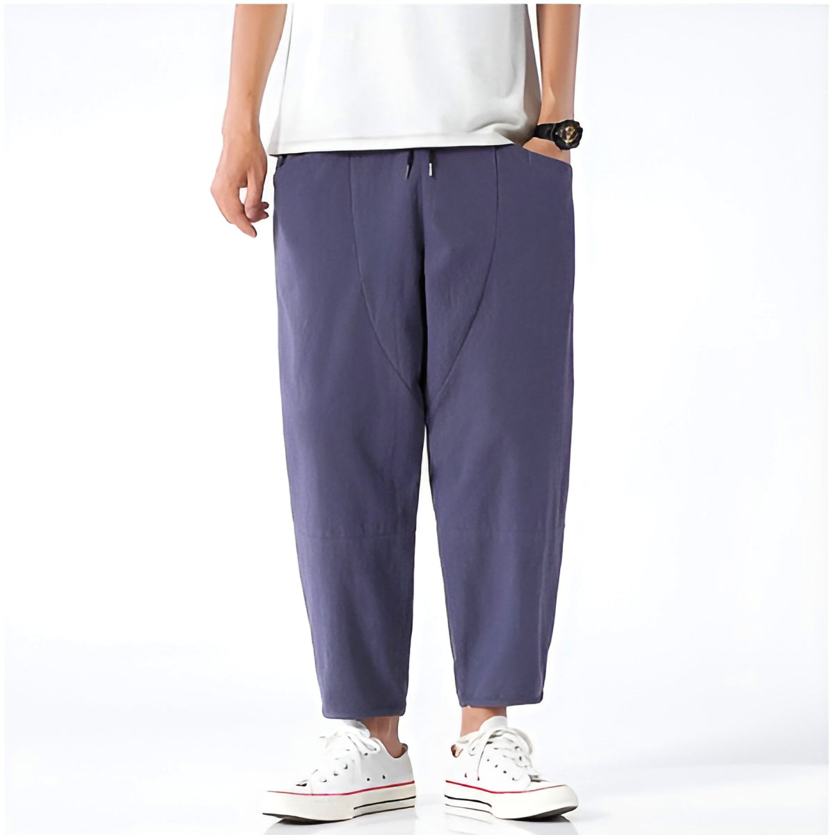 Pantalon court pour homme en coton et lin – Respirant, confortable et décontracté