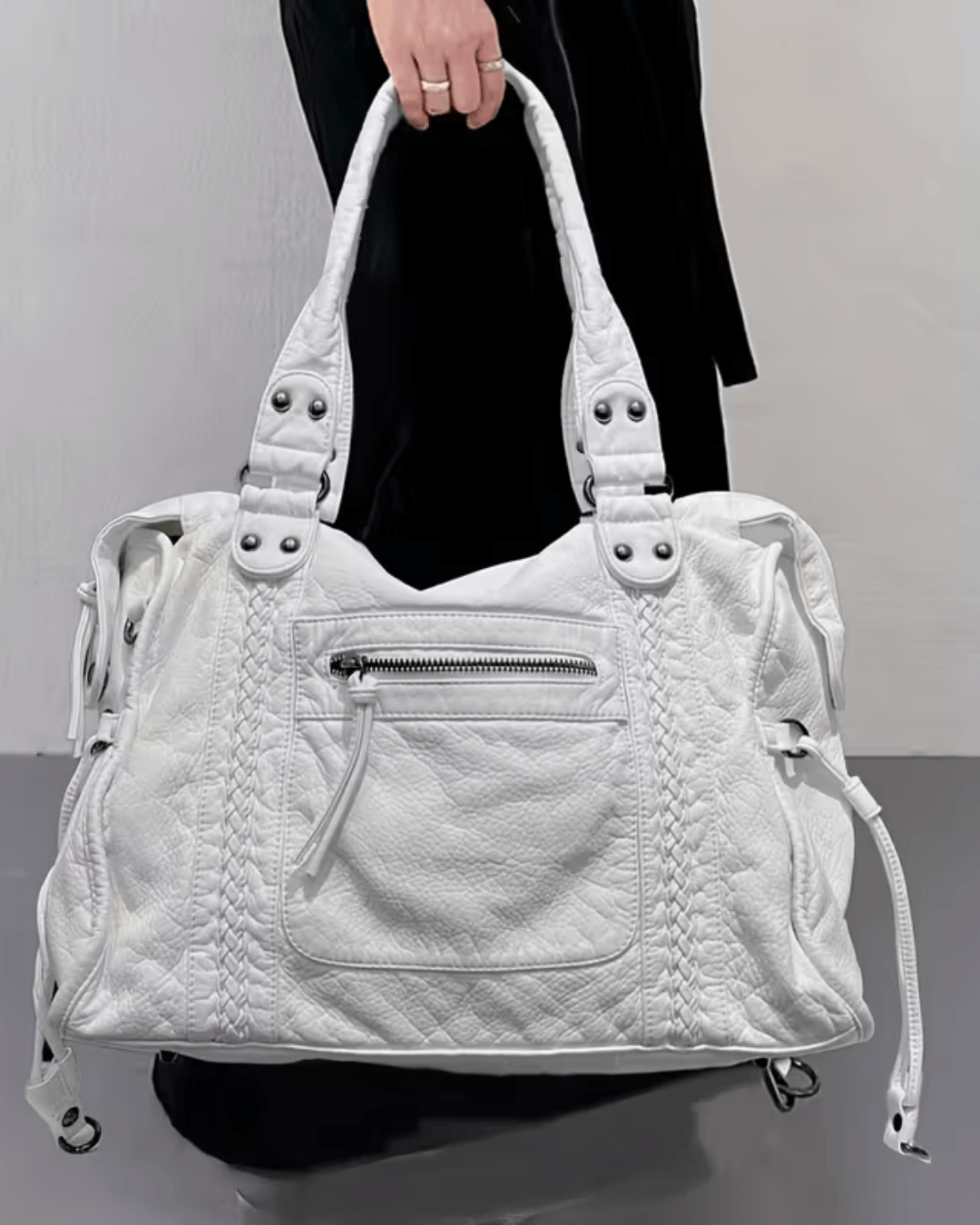 Ladies' Spacious Handbag with Adjustable Shoulder Strap and Zip