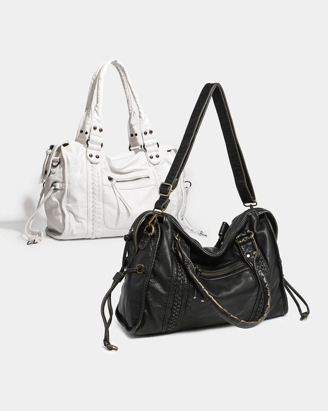 Ladies' Spacious Handbag with Adjustable Shoulder Strap and Zip