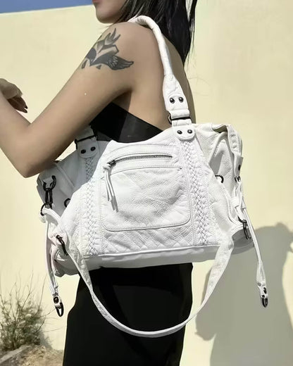 Ladies' Spacious Handbag with Adjustable Shoulder Strap and Zip