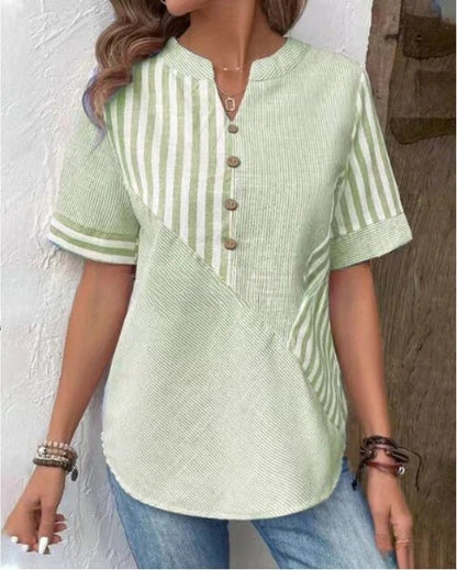 Summer Blouse with a Striped Pattern - Amira