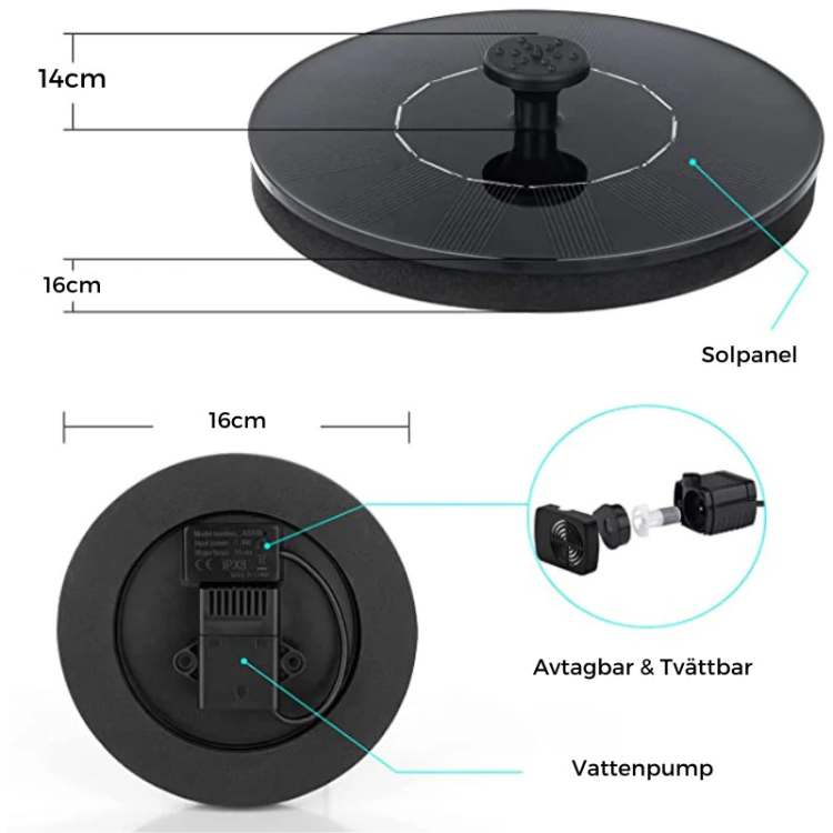 Solar Pond Fountain with Floating Design and Multiple Spray Modes