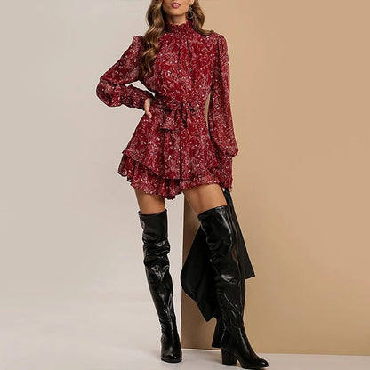 Stylish Mini Dress with Floral Pattern for Women