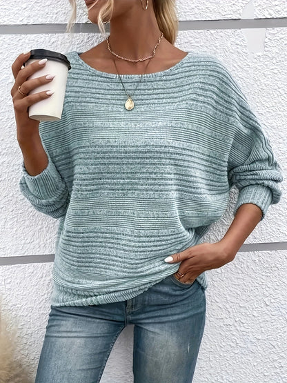 Sophie | Pull décontracté uni avec col rond et manches larges