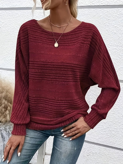 Sophie | Pull décontracté uni avec col rond et manches larges