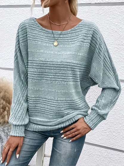 Sophie | Pull décontracté uni avec col rond et manches larges