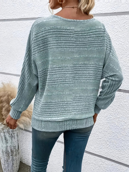 Sophie | Pull décontracté uni avec col rond et manches larges