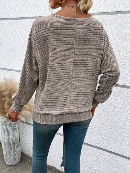 Sophie | Pull décontracté uni avec col rond et manches larges