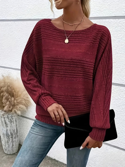 Sophie | Pull décontracté uni avec col rond et manches larges