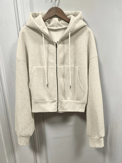 Sophie | Sweat à capuche uni avec zip et cordon de serrage